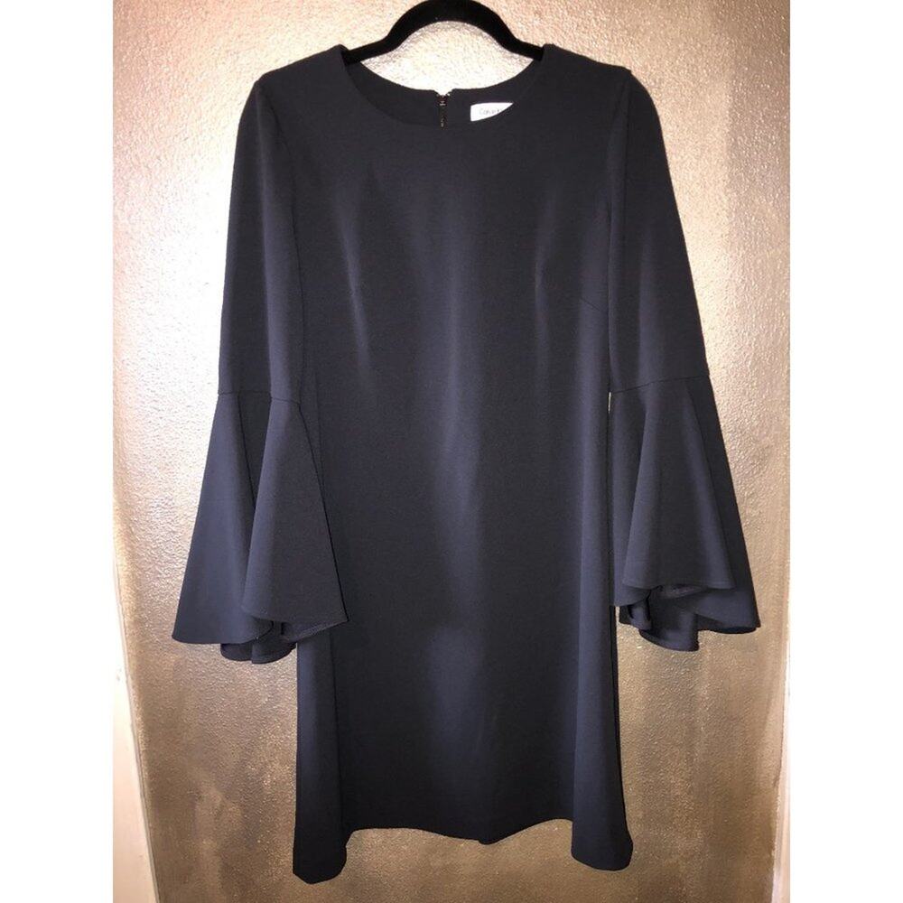 Calvin Klein Dark Gray Bell Sleeve Dress 10 Witchcore Goth